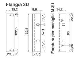 Flangia 19" per subracks serie gold 3U