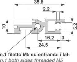 Front profile prepared for hinge, various sizes