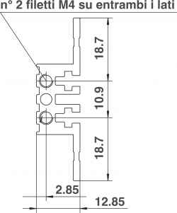 Rear median profiles for mounting with DIN 41612 connectors, length 84HP (19&quot;)