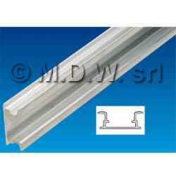 35mm aluminum DIN rail profile cut to 428mm length for use in 19"...