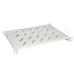 Fixed shelf with 350mm depth support surface, 4 adjustable rack fixing brackets, occupies 1 unit, RAL 7035 gray color