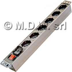 6 socket strip with bipolar light switch, aluminum structure