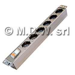 6 socket strip with magneto-thermal switch, aluminum structure