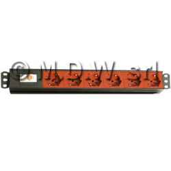 Power strip 6 RED sockets + inter. 1P+N circuit breaker - aluminum structure