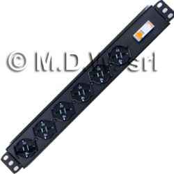 6 Vimar socket strip with 1P+N thermal-magnetic switch, aluminum structure