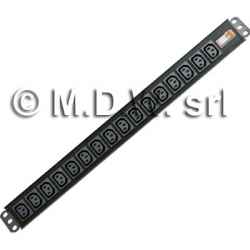 16 IEC C13 power strip + 32A Magneto-Thermal switch - aluminum structure - 4mm section cable for 32A power supply