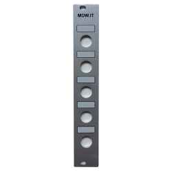 Front panel height 3U, width 4HP, with 9 mm diameter holes and editable labels - for ST, BNC, RCA, 6.3 jack connectors