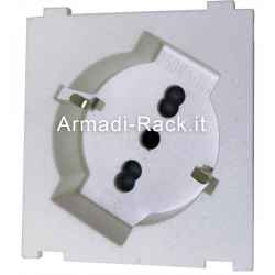 Italian universal socket, two-step + Schuko, 2P+E, 250Vac 16A, white color