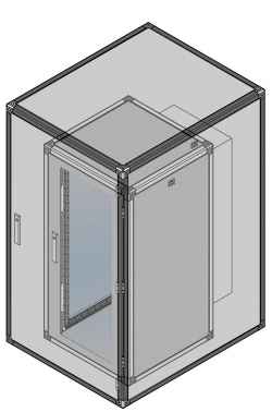 Double cabinet, external with pyramid rain roof and internal with provision for air conditioning installation