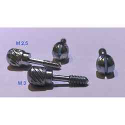 Knurled screw with M2.5 thread for subrack front panels, subunits, anti-thread bushings
